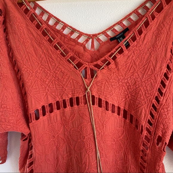 Forever 21 Burnt Orange V Neck Knit Top Sz. Small - Picture 4 of 11